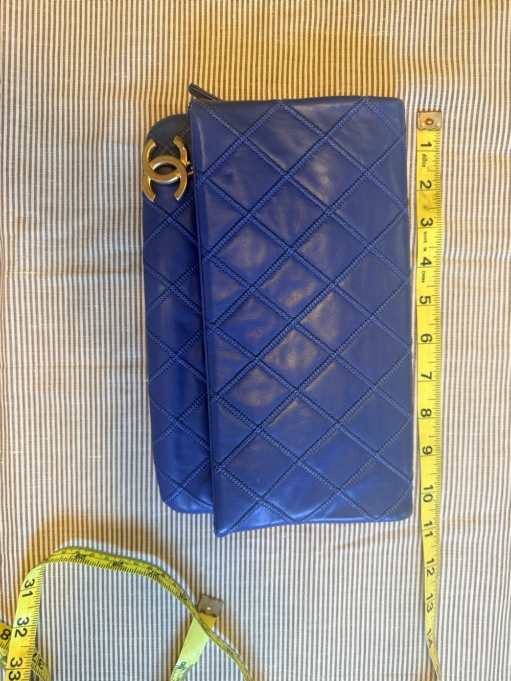 NOT AVAILABLE CHANEL Cobalt Blue Quilted Slim City Clutch with Gold CC - Picture 7 of 7